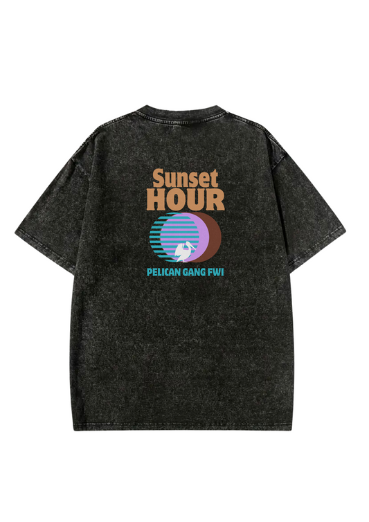 Oversize noir délavé Sunset Hour