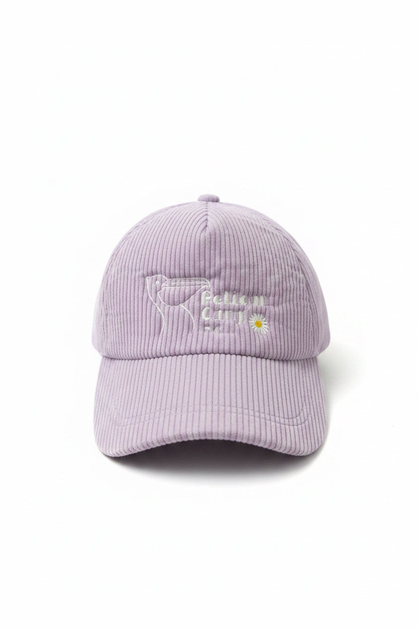Casquette unie, en velours côtelé brodée