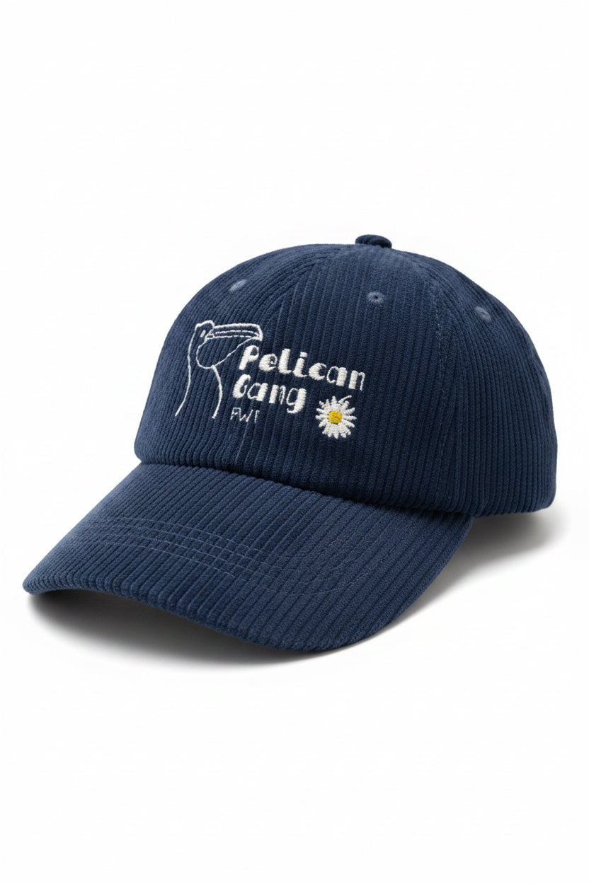 Casquette unie, en velours côtelé brodée