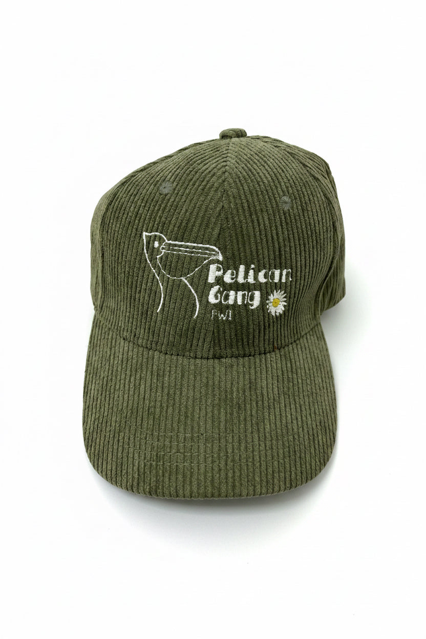 Casquette unie, en velours côtelé brodée