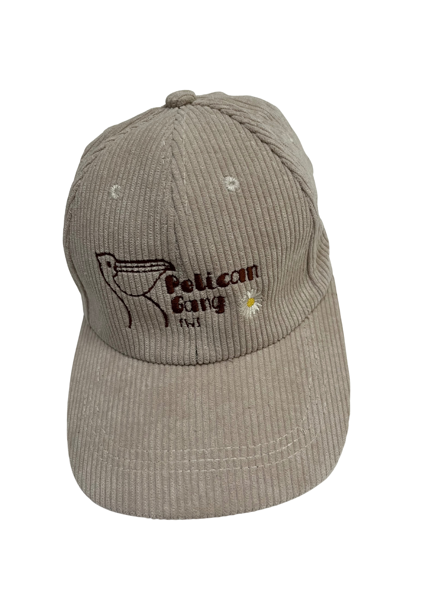 Casquette unie, en velours côtelé brodée