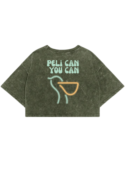 Crop top vert kaki délavé